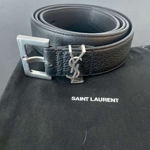 SAINT LAURENT Cassandre Belt In Smooth Leather - Picture 2 of 7